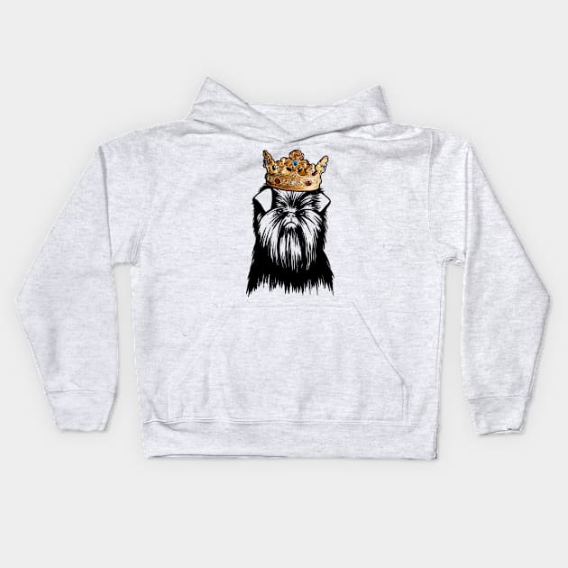 Affenpinscher Dog King Queen Wearing Crown Kids Hoodie by millersye